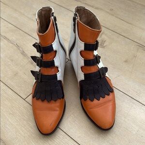 Modern Vice Stylish Orange and Black Women's Ankle Boots